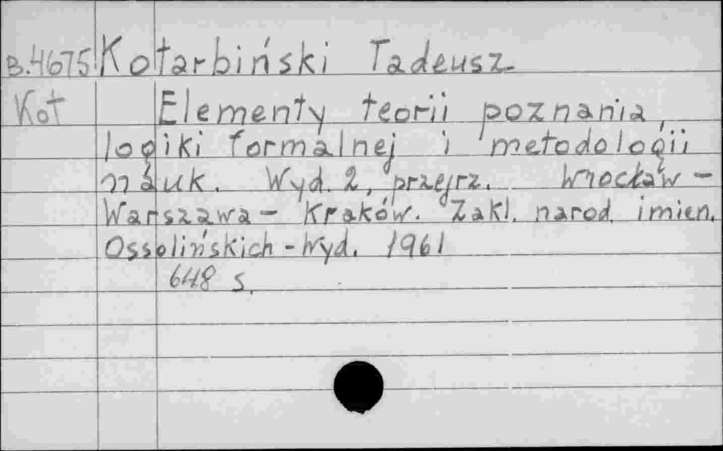 ﻿	Ko	t^rbinski Ta^éwsz-
a		Д1 emenT\y teot-'j'i pQzn.&n'iä г
	O Ç W"ar	LÈL^niiiLLnd	'i_Jjyiddt2^Loj2n	 ixk .	Z, priMcz^	 siü.wa ~ K'ra.kow'. cZalCl. niro/ imttj'L
		olivikich-jyyJ, /Я61
		iM£_ y
		
-	—	^1^